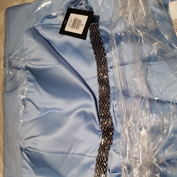 MARINA New Ball Gown Long Dress Strapless Embellished  Maxi Midi Women's 10 Blue - Picture 7 of 15